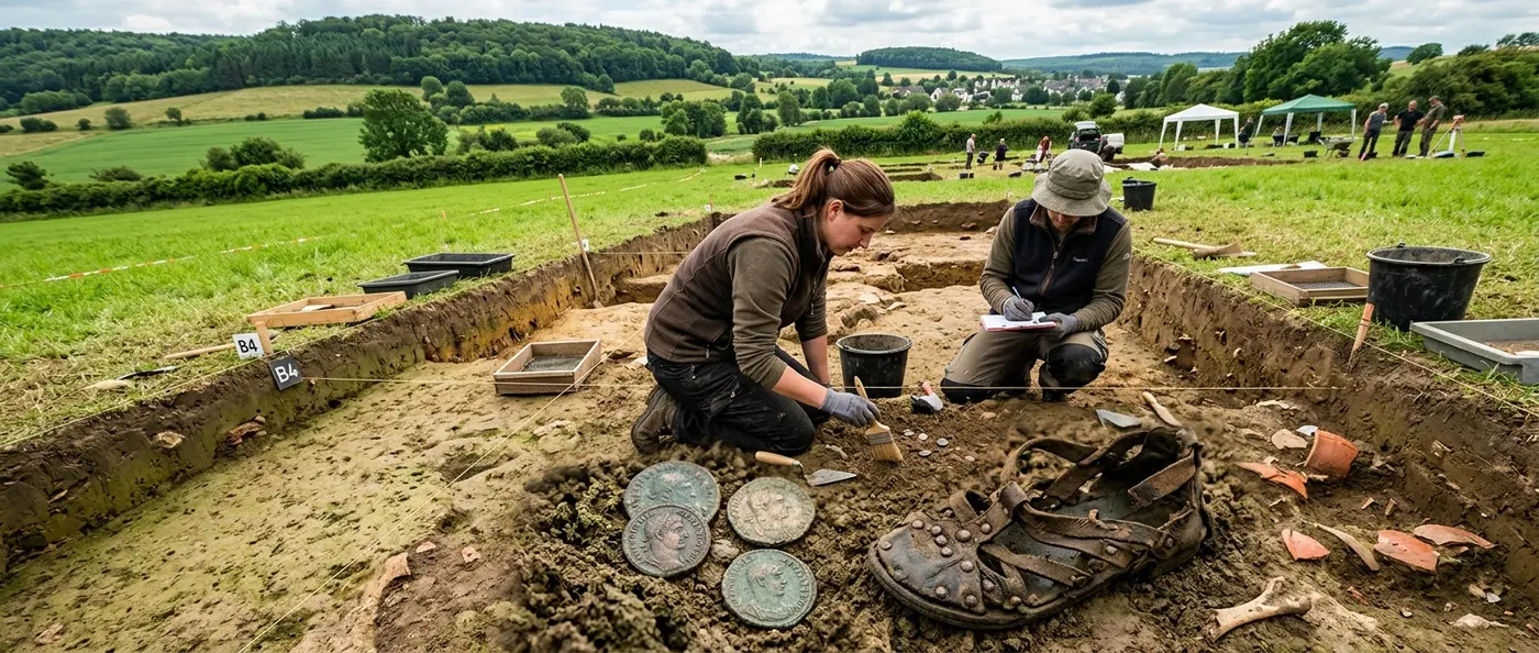 Roman military camps discovered in German forests showing ancient fortifications and archaeological excavations