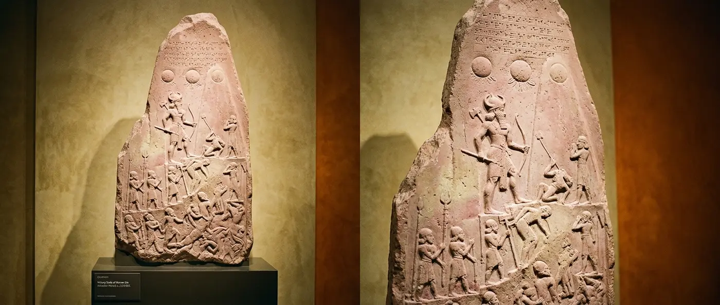 Naram-Sin's Victory Stele showing the god-king trampling his enemies