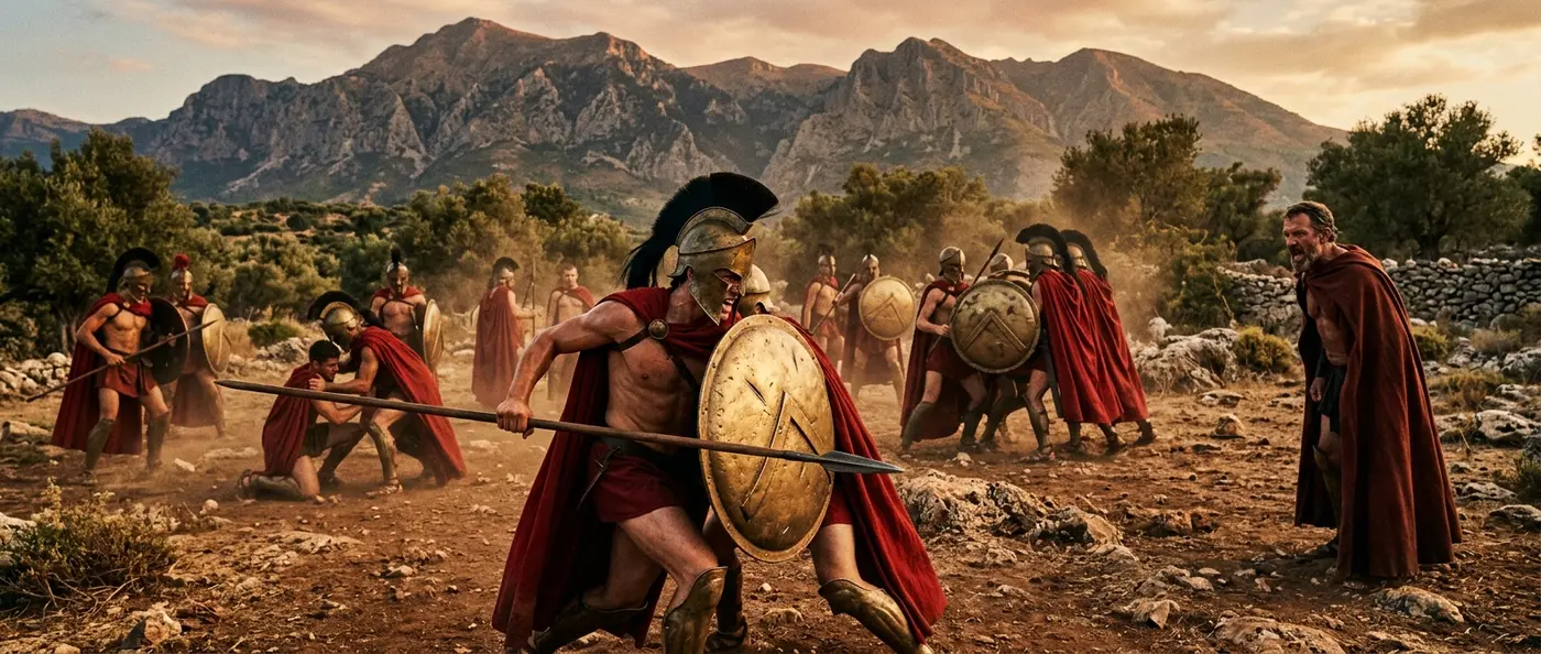 Spartan warriors training in the brutal Agoge system