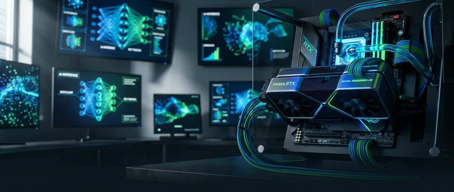 Nvidia DLSS 5 neural rendering demonstration showing AI-enhanced game graphics on dual RTX 5090 setup