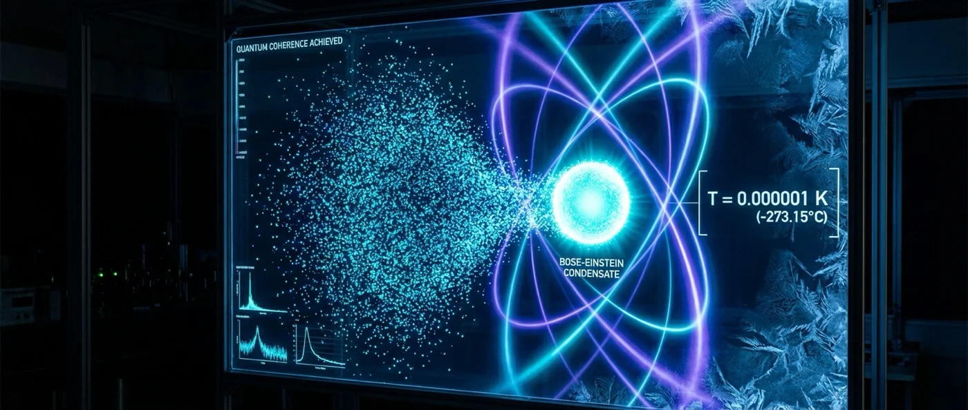 Scientists creating Bose-Einstein condensate in ultra-cold laboratory conditions near absolute zero temperature