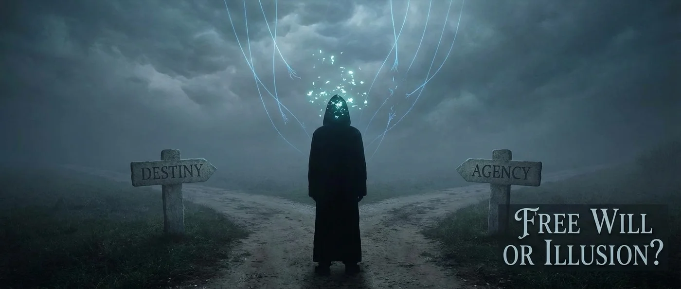 Brain neurons firing showing the illusion of free will and deterministic processes in quantum physics