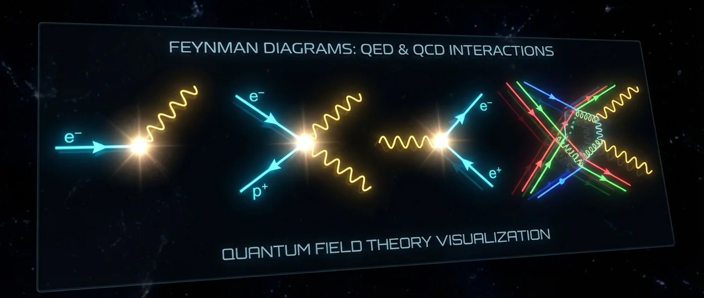 Richard Feynman diagram showing electron-photon interaction with wavy lines and arrows representing quantum particle exchange