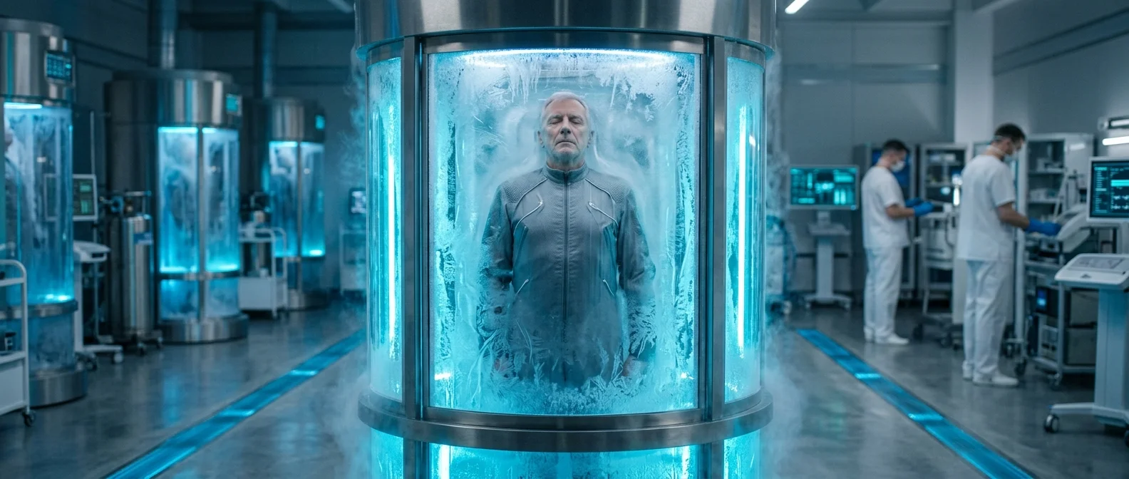 Cryonic preservation chamber with liquid nitrogen cooling systems used for human body preservation