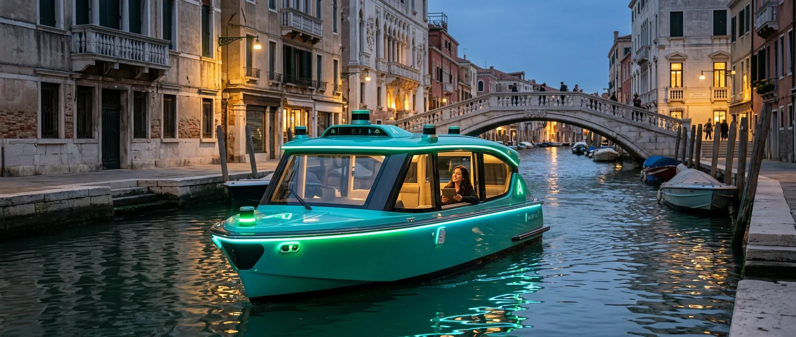 MIT's autonomous Roboat vessel navigating Amsterdam's historic canals with AI-powered sensors and navigation systems