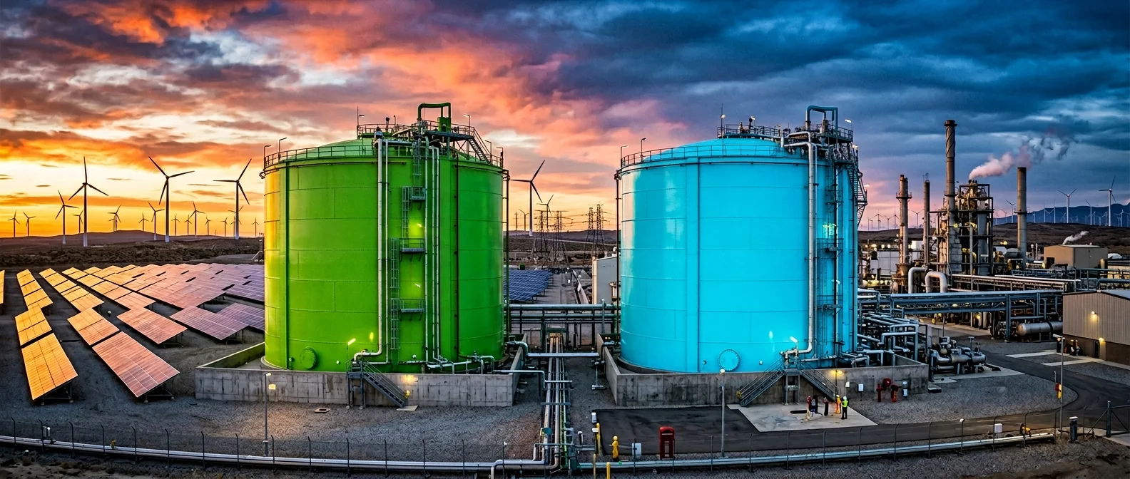 Comparison of green and blue hydrogen production facilities