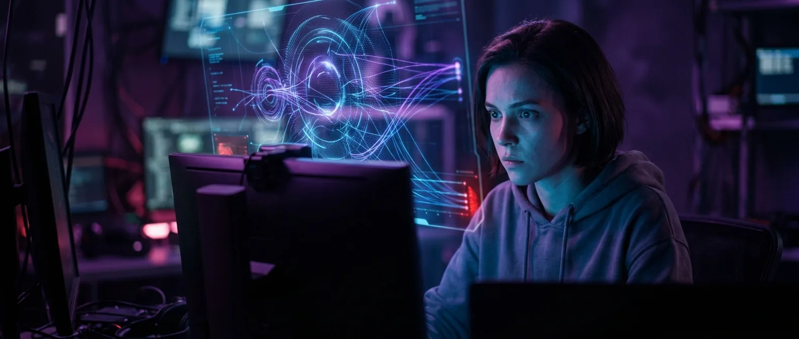 AI chatbot interface displaying delusional conversation patterns with user, illustrating digital folie à deux phenomenon