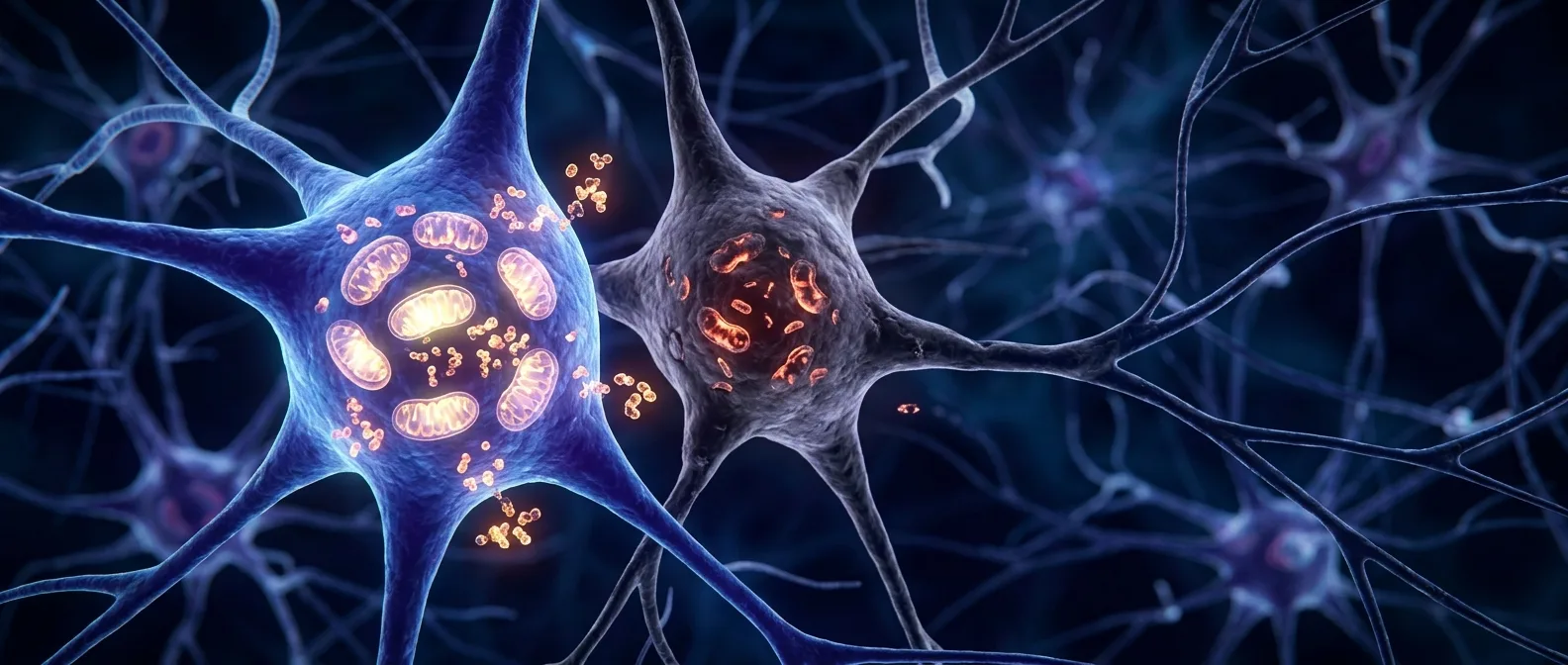 Brain cells showing energy disruption patterns in depression research