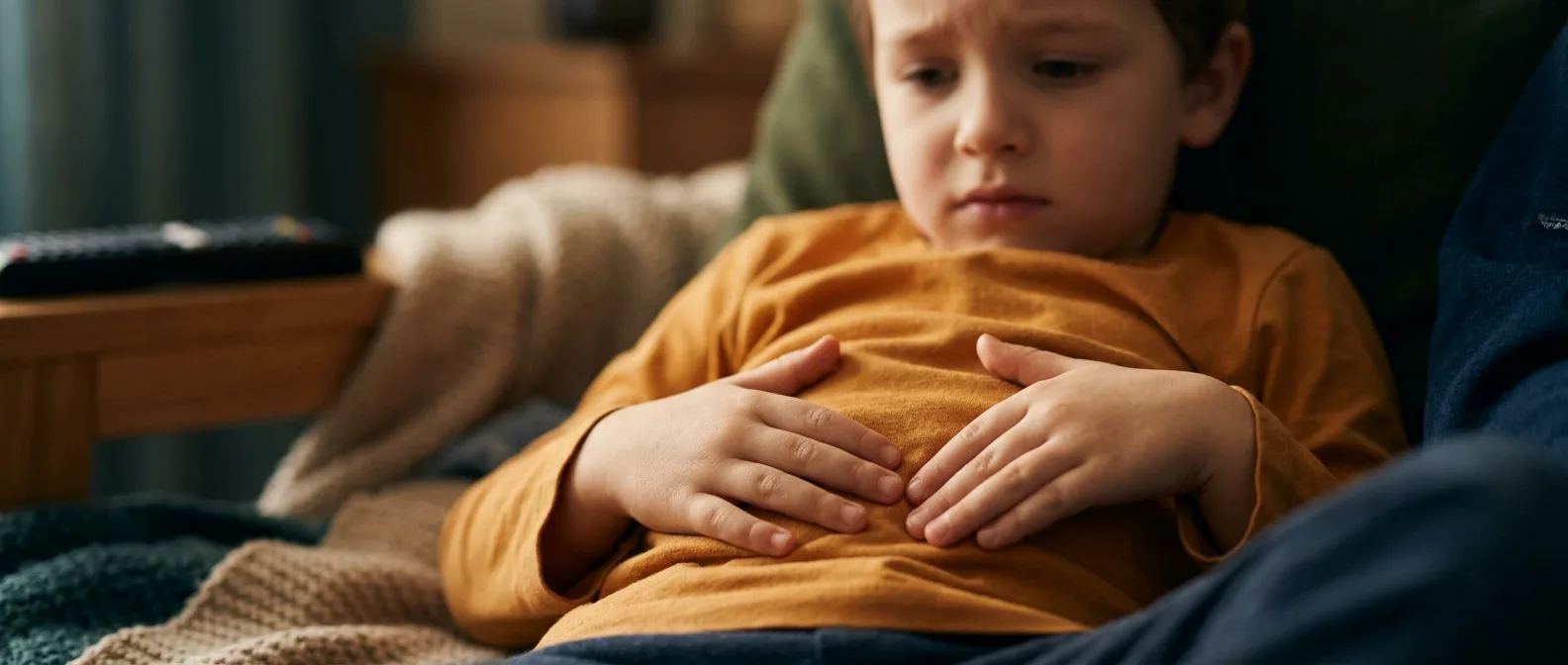 Children experiencing stress showing gut-brain connection disruption leading to digestive problems