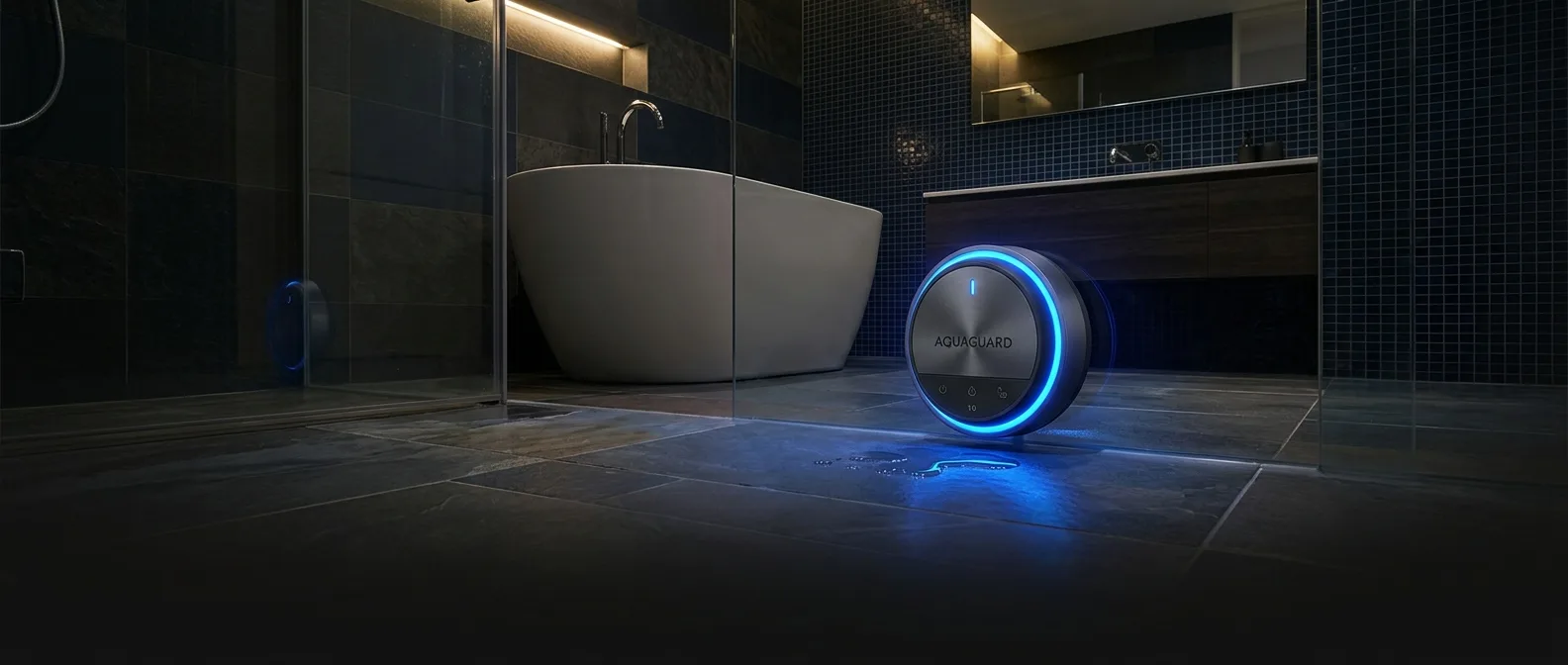 Smart water leak detection sensors installed under washing machine and water heater