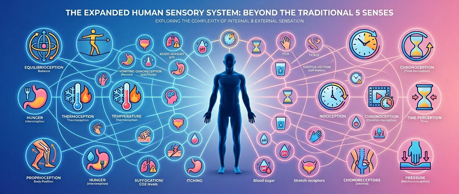 Διάγραμμα των 33 αισθήσεων του ανθρώπου πέρα από τις 5 κλασικές