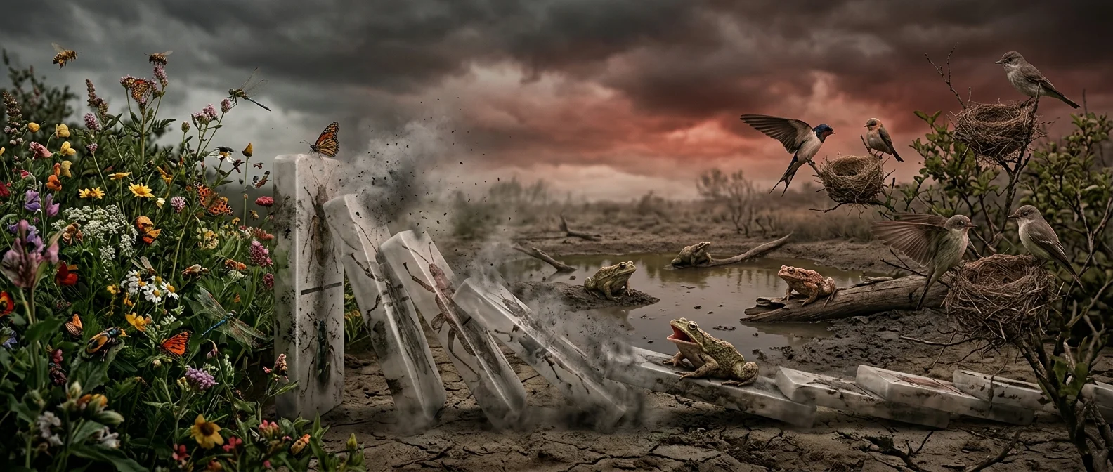 Insect decline threatens global food webs and pollination systems