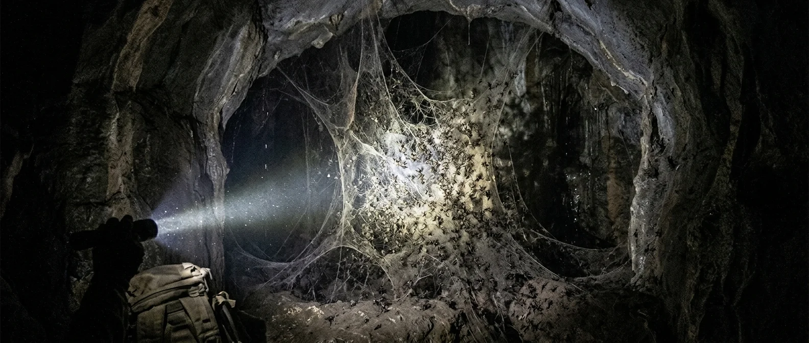 World's largest spider web discovered in sulfur cave with 111,000 spiders from two species