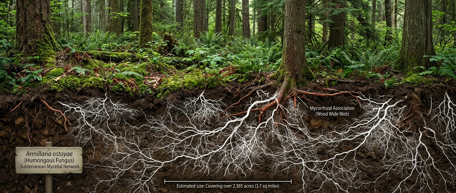Μύκητας Armillaria ostoyae που αποτελεί τον μεγαλύτερο οργανισμό στη Γη