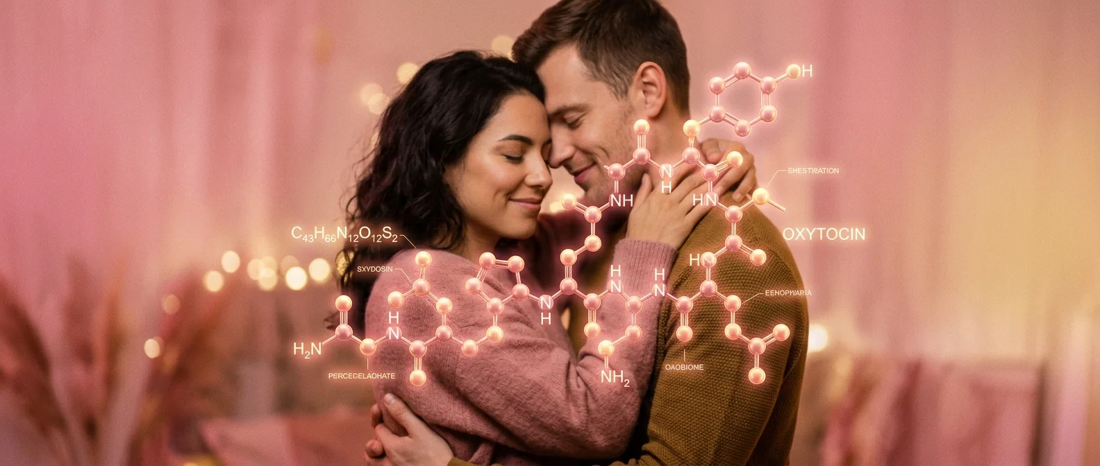 Oxytocin molecular structure showing the love hormone's chemical composition