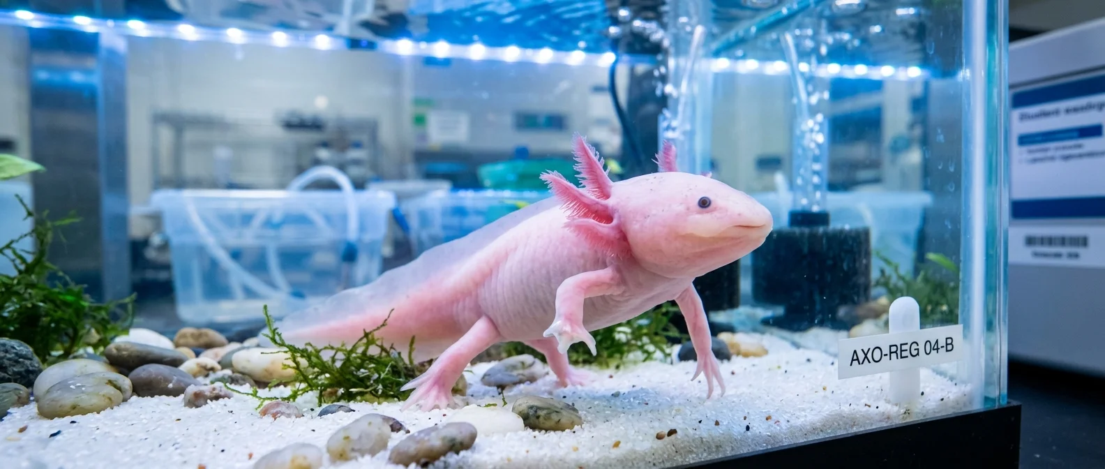 Axolotl with regenerated limb showing perfect tissue restoration